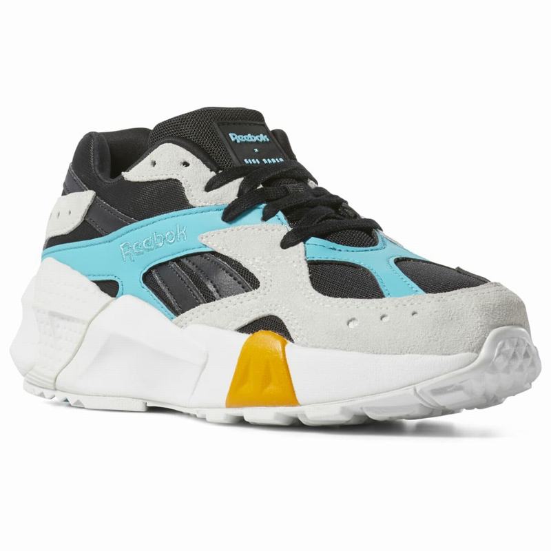 Tenisi Reebok Aztrek Double X Gigi Hadid Barbati Gri/Negrii/Albastri/Aurii Romania RQ5169RD